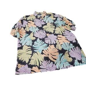 Vintage Tori Richard Hawaiian 100% Silk Men's Shirt Palm Leaf XL